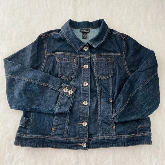 Lane Bryant Womens Blue Dark Wash Classic American Denim Trucker Jacket Size 20 - Picture 1 of 8